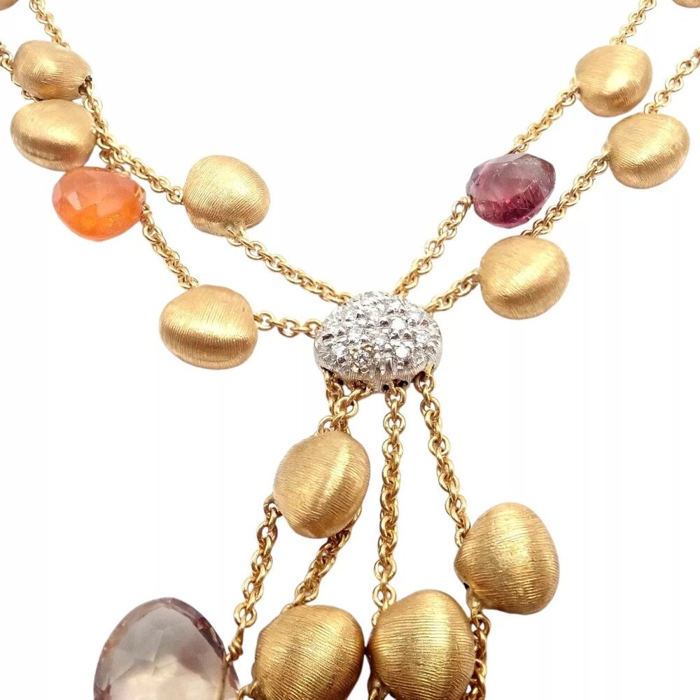 Authentic! Marco Bicego 18k Yellow Gold Paradise Gemstone Diamond Necklace - Picture 3 of 10